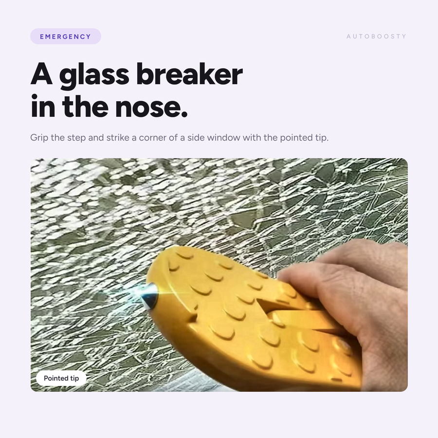 Folding Car Door Step with Glass Breaker