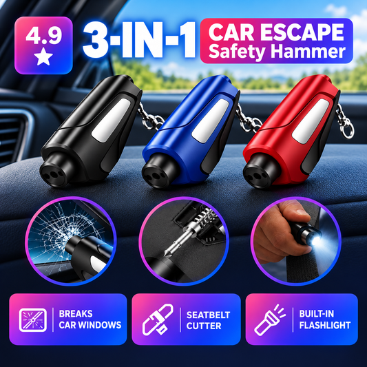 Car Emergency Hammer - Glass Breaker & Seat Belt Cutter