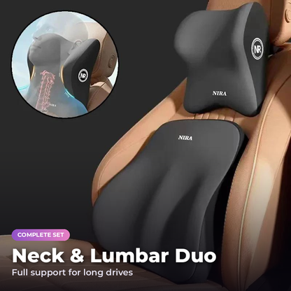 Ergonomiskt set med nack- och ryggkuddar för bil